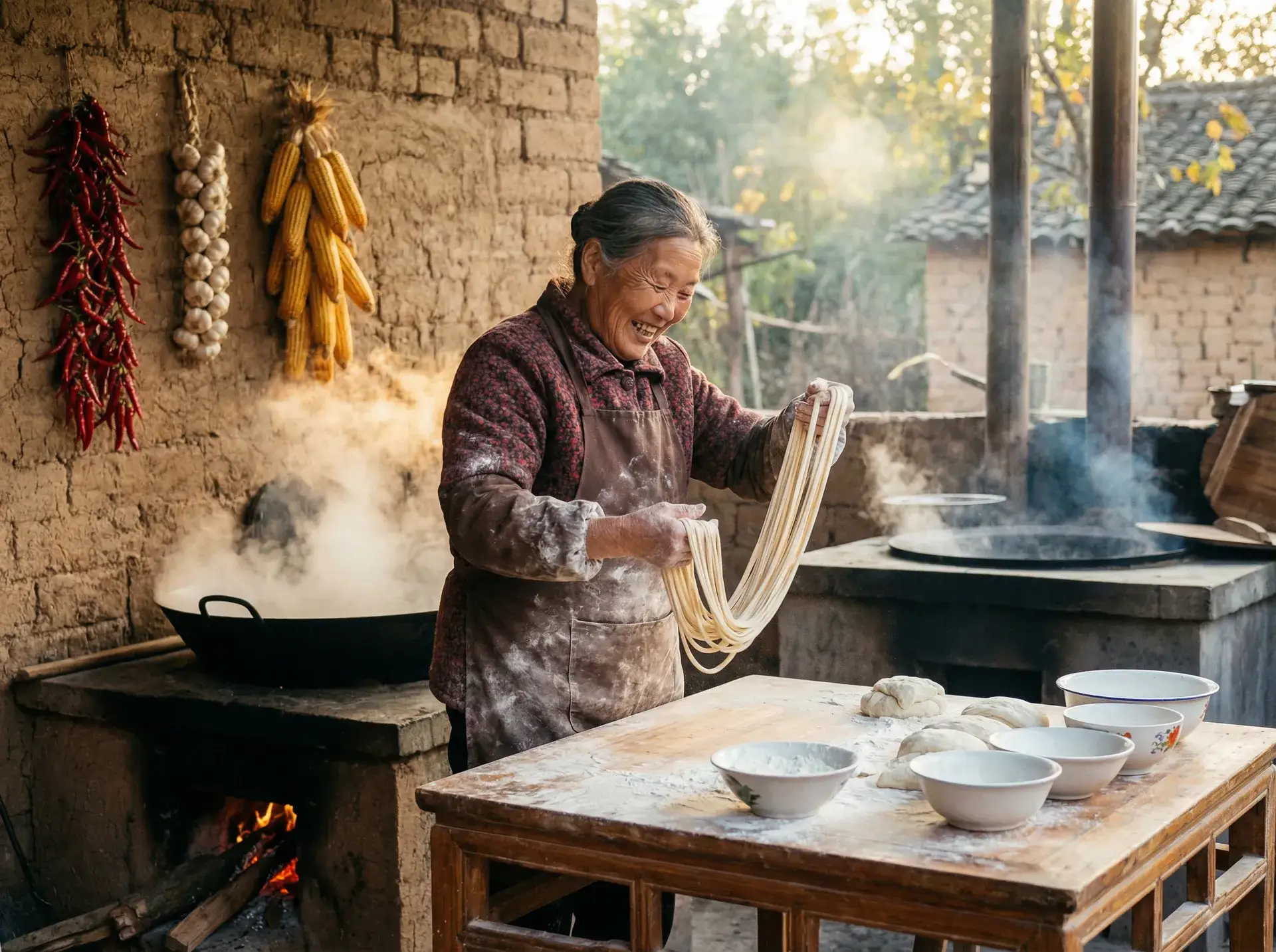 农家大嫂手擀面 - 娇嫩粗大撑开灌满浓浆视频 乡村美食